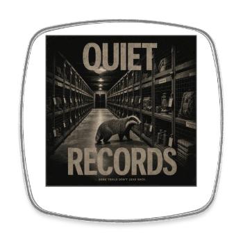 Quiet Records Badger Mystery Vintage Animal Crime - Magnet carré - blanc - Devant