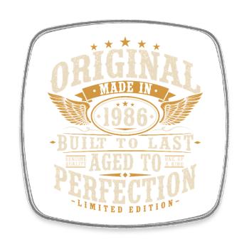 Cadeau d’anniversaire vintage original de 1986 - Magnet carré - blanc - Devant