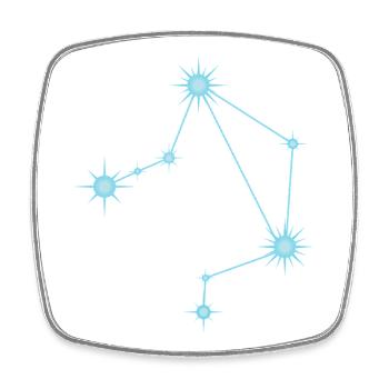 Constellation de l’étoile de la Balance Signe du zodiaque Bleu pastel - Magnet carré - blanc - Devant
