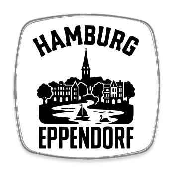 Eppendorf Hamburg Silhouette - Viereckiger Kühlschrankmagnet - Weiß - Vorne
