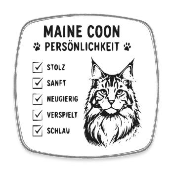Maine Coon Persönlichkeit - Viereckiger Kühlschrankmagnet - Weiß - Vorne