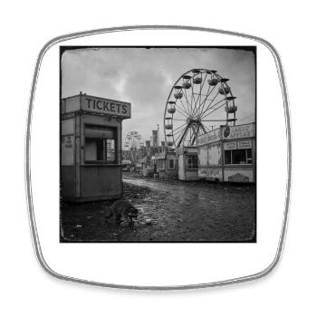 Raccoon Lost Place Funfair Vintage Animal Crime - Square fridge magnet - white - Front