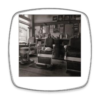 Cat Barbershop Vintage Photo Animal Crime Retro - Square fridge magnet - white - Front