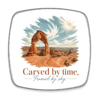 Sculpté par le parc national Time Desert Arches - Magnet carré - blanc - Devant