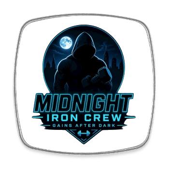 L’équipage Midnight Iron progresse après l’entraînement à la salle de sport dans la nuit - Magnet carré - blanc - Devant