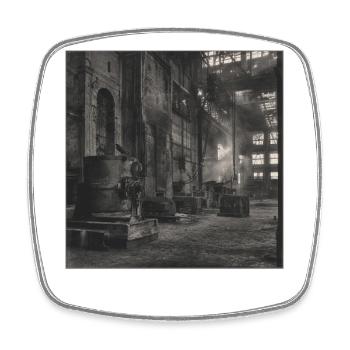 Lost Places Factory Retro Ravens Animal Crime Ruin - Square fridge magnet - white - Front