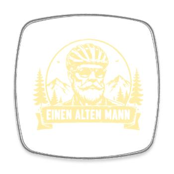 Alter Mann mit Fahrrad Emblem - Viereckiger Kühlschrankmagnet - Weiß - Vorne
