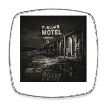 Vintage Motel Night Noir Animal Motif Cat Animal - Square fridge magnet - white - Front