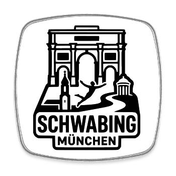 München Schwabing – Minimalistisches Skyline  - Viereckiger Kühlschrankmagnet - Weiß - Vorne