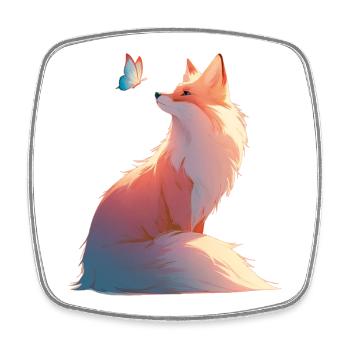 FoxButterflyLight - Magnet carré - blanc - Devant