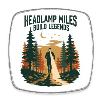 Trail Running - Miles avec lampe frontale Build Legends - Magnet carré - blanc - Devant