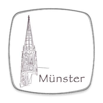 Münster Lambertikirche - Viereckiger Kühlschrankmagnet - Weiß - Vorne