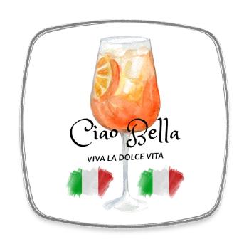 Italian Sunset Aperitivo Glass - Square fridge magnet - white - Front