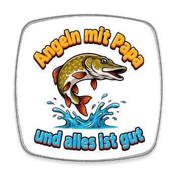 Pêcher avec papa - Magnet carré - blanc - Devant