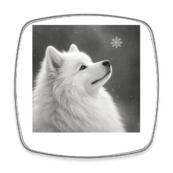 Motif samoyède pour amateurs de chiens Zwerkspitz - Magnet carré - blanc - Devant