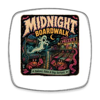 T-shirt rétro Halloween Gamer de Midnight Boardwalk - Magnet carré - blanc - Devant