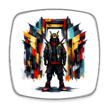 Ninja géométrique - Magnet carré - blanc - Devant