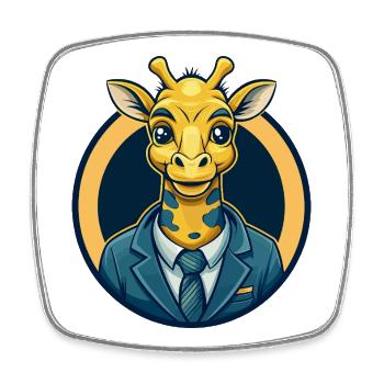 Giraffe Kawaii Maskottchen Cartoon Clipart Logo Abzeichen - Viereckiger Kühlschrankmagnet - Weiß - Vorne