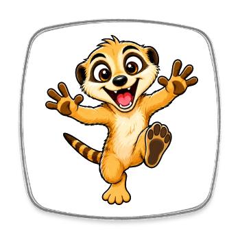 Idée de cadeau - Suricate drôle - Magnet carré - blanc - Devant