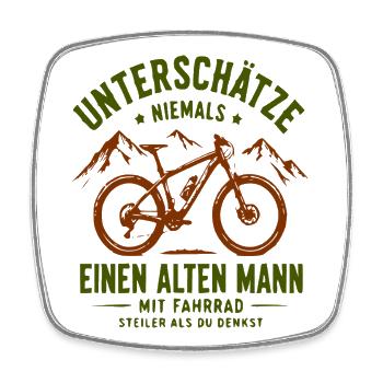 Unterschätze Nie Alten Mann Mit Fahrrad - Viereckiger Kühlschrankmagnet - Weiß - Vorne