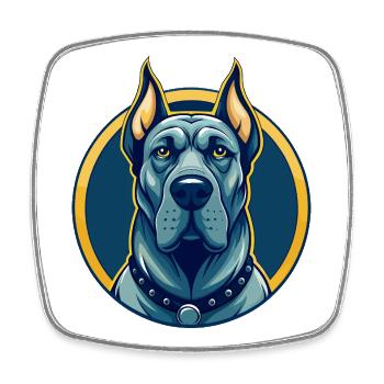 Dogge Kawaii Maskottchen Cartoon Clipart Logo - Viereckiger Kühlschrankmagnet - Weiß - Vorne