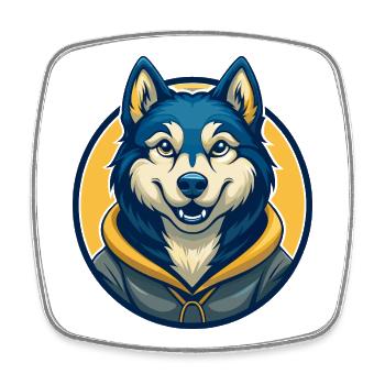 Husky Dog Kawaii Maskottchen Cartoon Clipart Logo Abzeichen - Viereckiger Kühlschrankmagnet - Weiß - Vorne