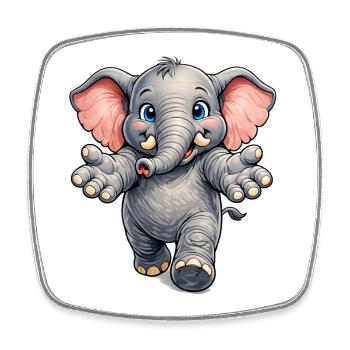 Freundlicher Elefant - Viereckiger Kühlschrankmagnet - Weiß - Vorne