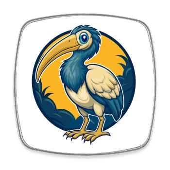 Ibis Kawaii Maskottchen Cartoon-Charakter-Clipart-Logo - Viereckiger Kühlschrankmagnet - Weiß - Vorne