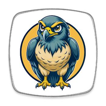 Mascotte de Hawk Kawaii Logo clipart de personnage de dessin animé - Magnet carré - blanc - Devant