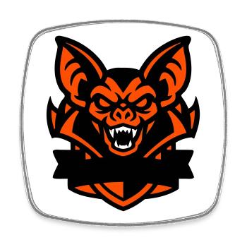 Blason de la mascotte de la chauve-souris - Magnet carré - blanc - Devant