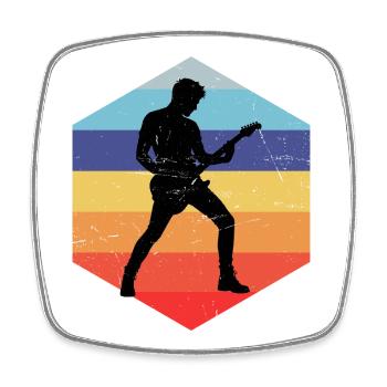 Idée cadeau pour un guitariste avec guitare - Magnet carré - blanc - Devant