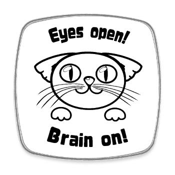 EyesOpenCat - Viereckiger Kühlschrankmagnet - Weiß - Vorne