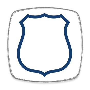 Ligne de bouclier vide, icône d’insigne, contour du blason, symbole - Magnet carré - blanc - Devant