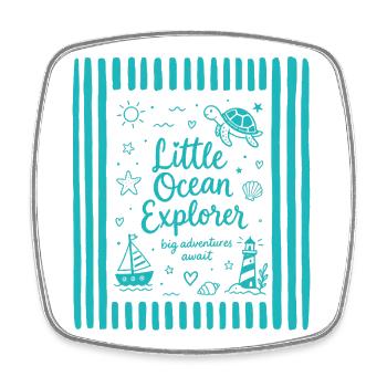 Turtle Little Ocean Explorer - Square fridge magnet - white - Front