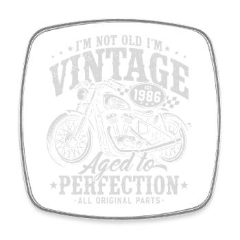 1986 Vintage Vintage Motorcycle Birthday Gift - Square fridge magnet - white - Front