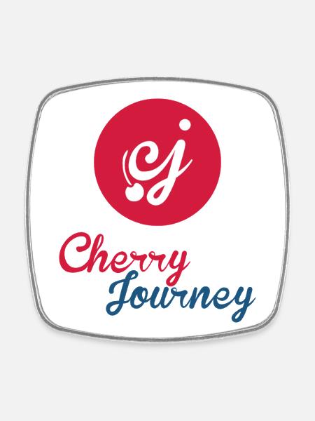Cherry Journey Cherries Logo Design - Square fridge magnet - white