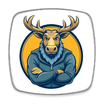 Moose Kawaii Maskottchen-Cartoon-Charakter-Clipart-Logo - Viereckiger Kühlschrankmagnet - Weiß - Vorne