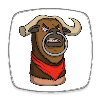 Toro – Cartoon Thumb Character - Viereckiger Kühlschrankmagnet - Weiß - Vorne