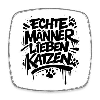 Echte Männer lieben Katzen - Viereckiger Kühlschrankmagnet - Weiß - Vorne