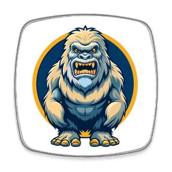 Yeti Kawaii Maskottchen-Cartoon-Charakter-Clipart-Logo - Viereckiger Kühlschrankmagnet - Weiß - Vorne