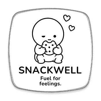 Snackwell – Fuel for Feelings | Cozy Snack Mood - Viereckiger Kühlschrankmagnet - Weiß - Vorne