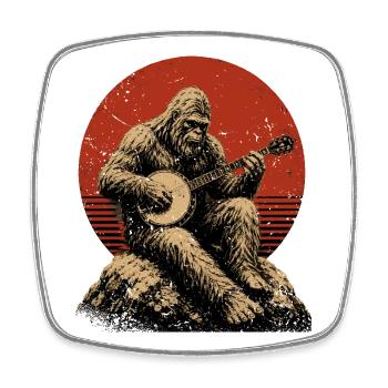  Sasquatch-Bigfoot Banjospieler Banjo - Viereckiger Kühlschrankmagnet - Weiß - Vorne