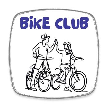 Bike Club Line Drawing - Square fridge magnet - white - Front