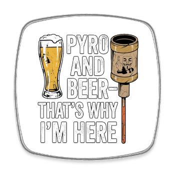Pyro Und Bier - Viereckiger Kühlschrankmagnet - Weiß - Vorne