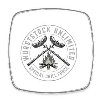 Wurststock Unlimited Grill Force - Viereckiger Kühlschrankmagnet - Weiß - Vorne