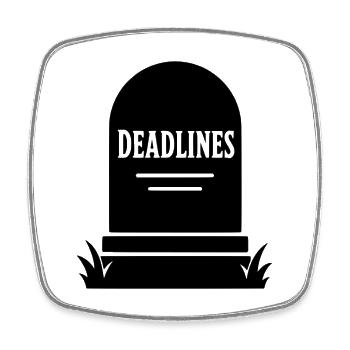 Deadlines Grabstein Büro - Viereckiger Kühlschrankmagnet - Weiß - Vorne