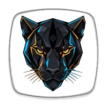 Geometrischer Panther - Viereckiger Kühlschrankmagnet - Weiß - Vorne