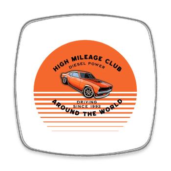 High Mileage Club Diesel T-Shirt - Retro Automotive - Square fridge magnet - white - Front