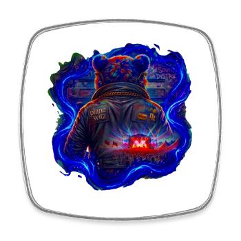 NeonBär Konzert-Style Jacke - Viereckiger Kühlschrankmagnet - Weiß - Vorne