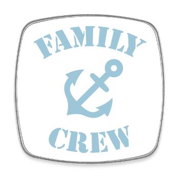Équipage familial (Ancre / Équipage du navire / Bleu ciel) - Magnet carré - blanc - Devant